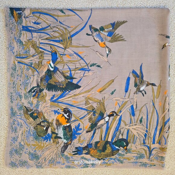 Large Square Scarf With Ducks Waterfowl Game Birds - Picture 12 of 16